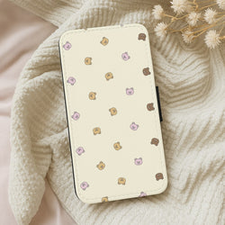 Miniature Teddy Bear Faces Pattern Wallet Phone Case