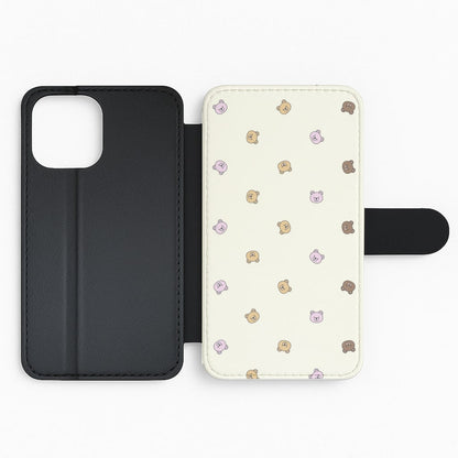 Miniature Teddy Bear Faces Pattern Flip Phone Case