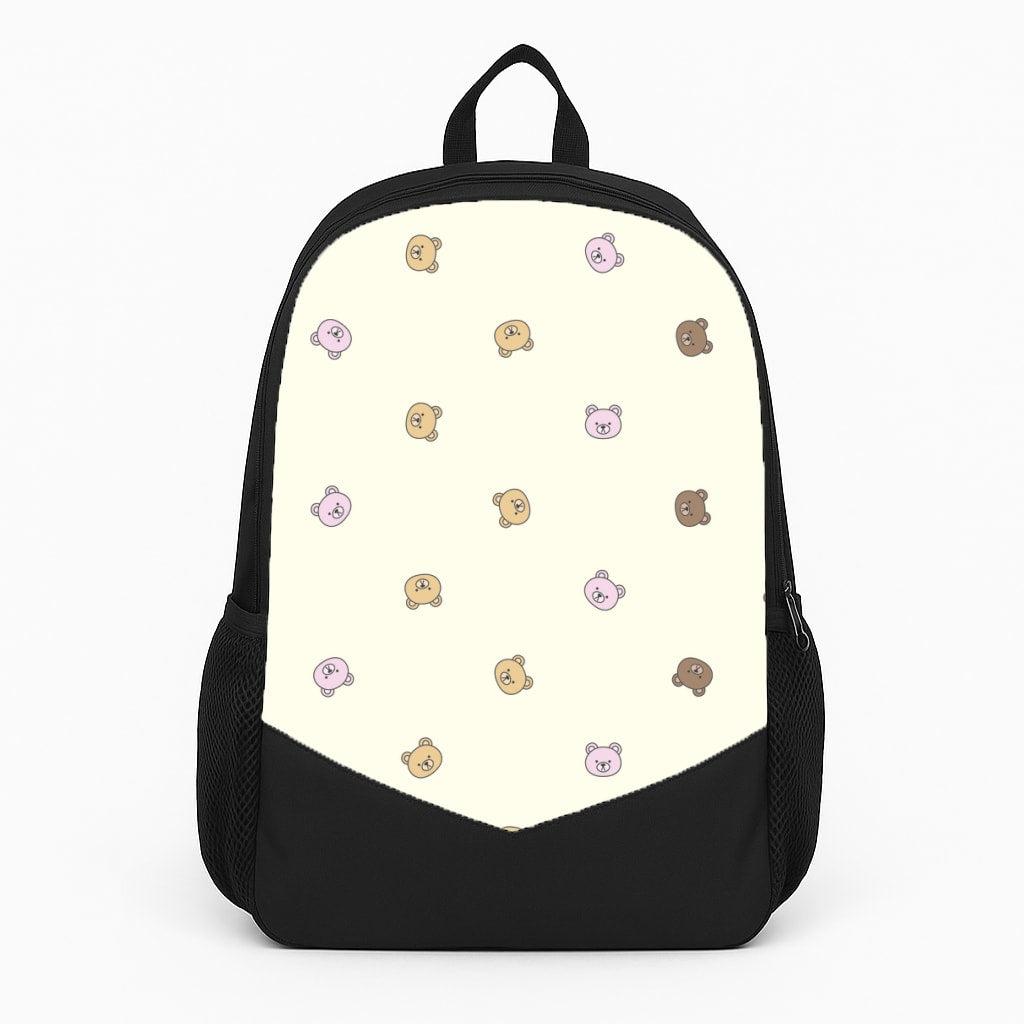 Miniature Teddy Bear Faces Pattern Large Backpack