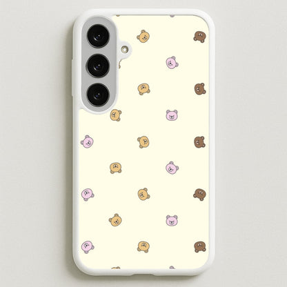 Miniature Teddy Bear Faces Pattern Phone Case for Galaxy S25FE