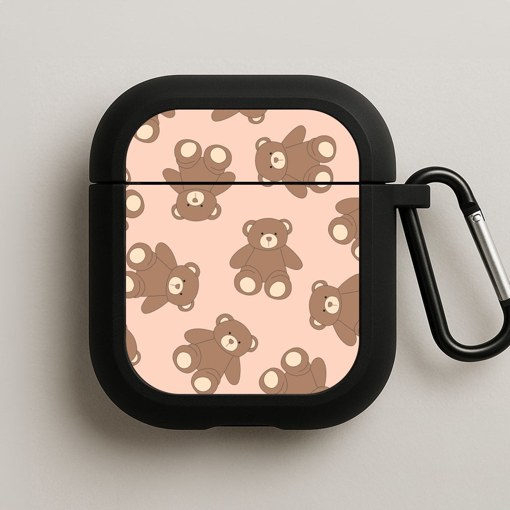 Cartoon Brown Bear Pattern AirPods Case