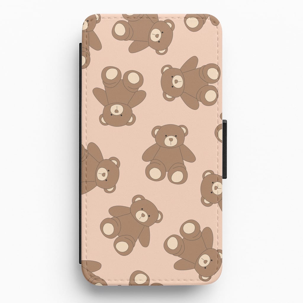 Cartoon Brown Bear Pattern Flip / Wallet Phone Case