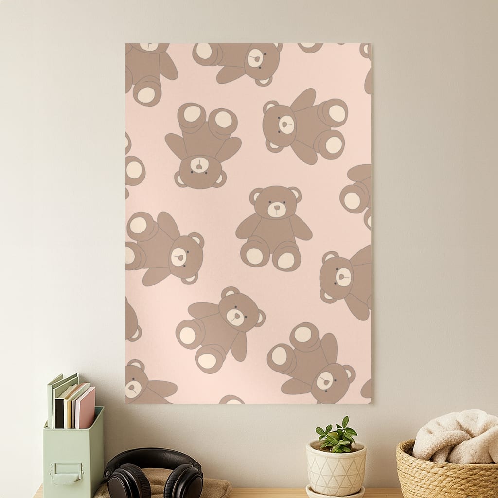 Cartoon Brown Bear Pattern Poster