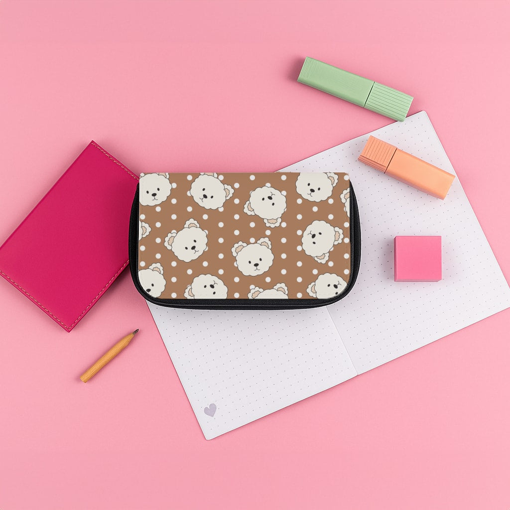 Cream Teddy Bears And Dots Pattern 2 Pencil Case
