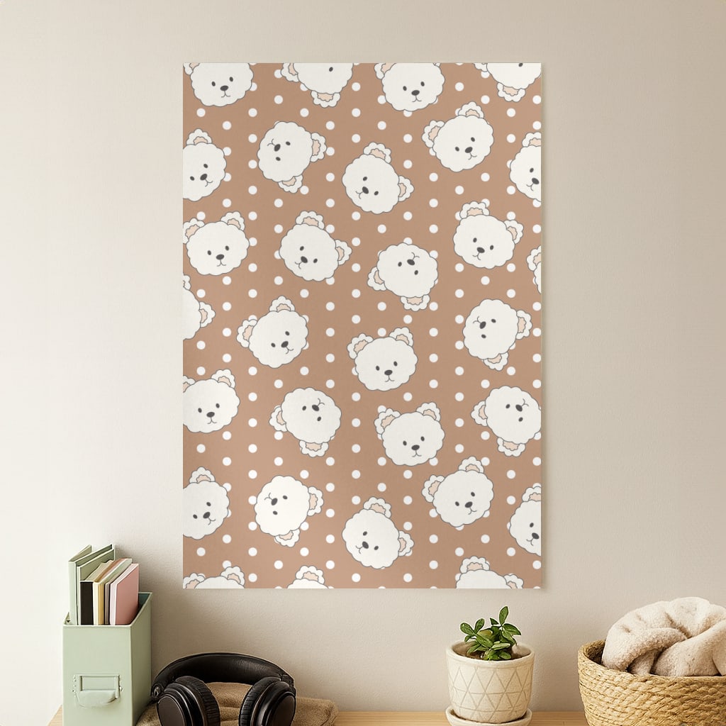 Cream Teddy Bears And Dots Pattern 2 Poster
