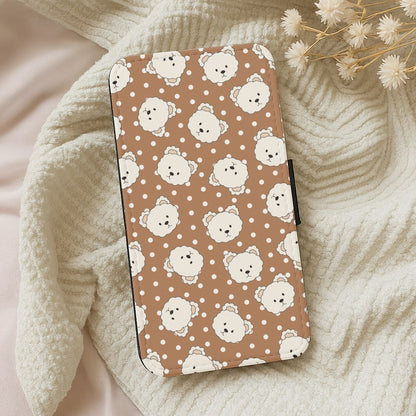 Cream Teddy Bears And Dots Pattern 2 Wallet Phone Case