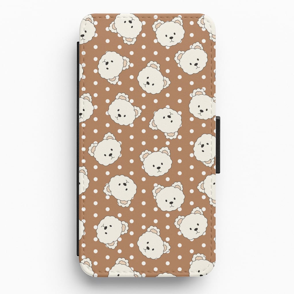 Cream Teddy Bears And Dots Pattern 2 Flip / Wallet Phone Case
