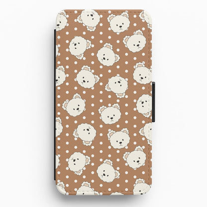 Cream Teddy Bears And Dots Pattern 2 Flip / Wallet Phone Case