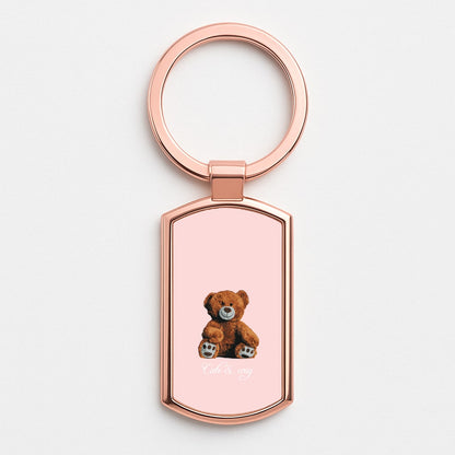Cute And Cosy Teddy Bear Rose Gold Keyring