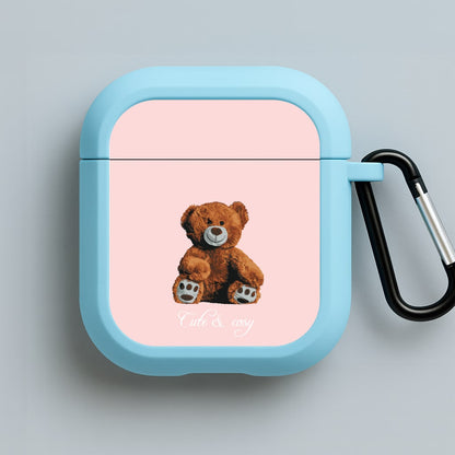 Cute And Cosy Teddy Bear Blue AirPods Case