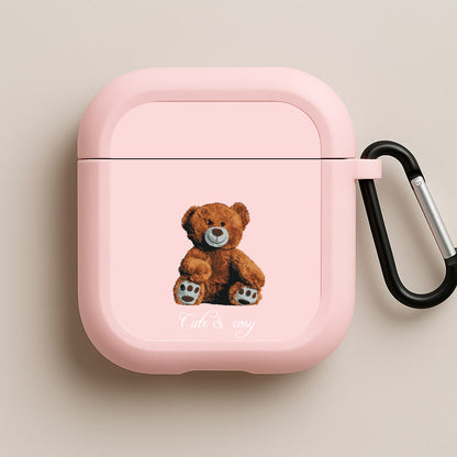 Cute And Cosy Teddy Bear Pink AirPods Case
