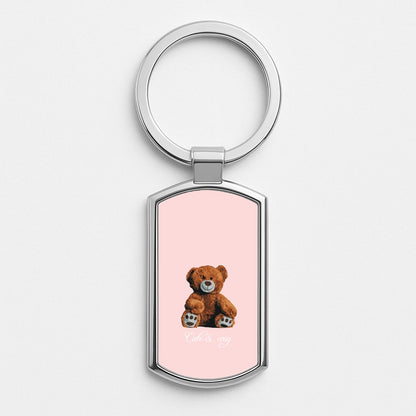 Cute And Cosy Teddy Bear Silver Keyring