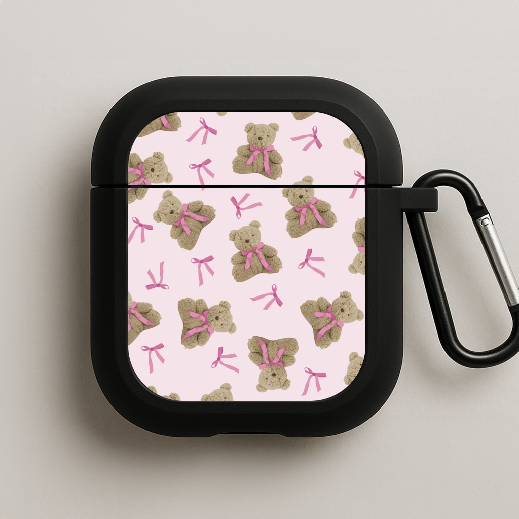 Coquette Teddy Bears And Bows Pattern AirPods Case