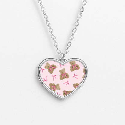 Coquette Teddy Bears And Bows Pattern Necklace