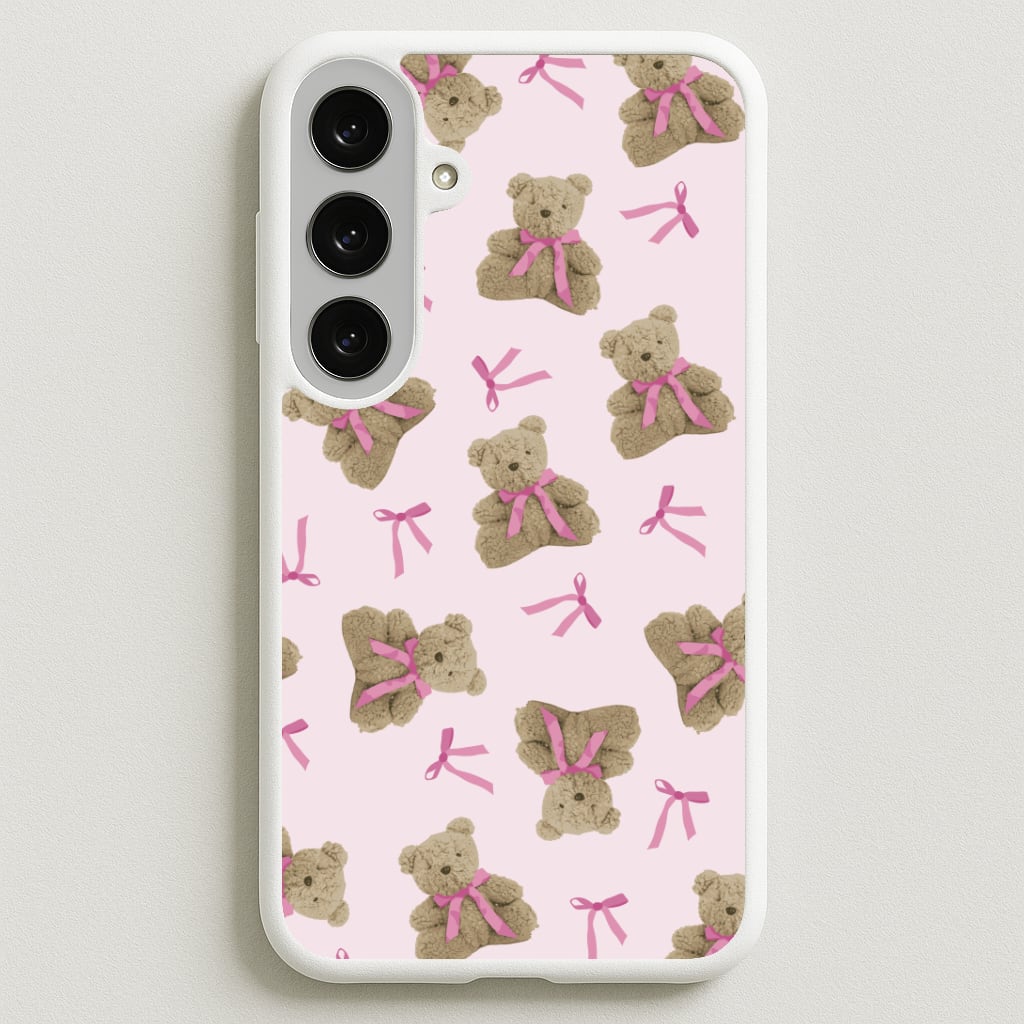 Coquette Teddy Bears And Bows Pattern Phone Case for Galaxy S25FE