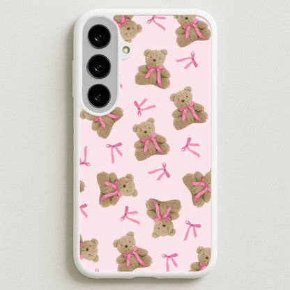 Coquette Teddy Bears And Bows Pattern Phone Case for Galaxy S25FE