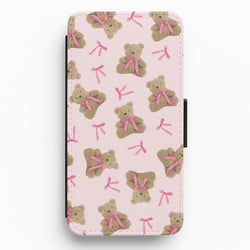 Coquette Teddy Bears And Bows Pattern Flip / Wallet Phone Case