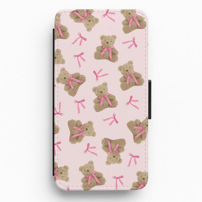 Coquette Teddy Bears And Bows Pattern Flip / Wallet Phone Case