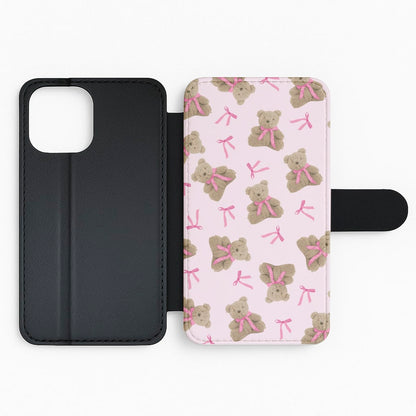Coquette Teddy Bears And Bows Pattern Flip / Wallet Phone Case