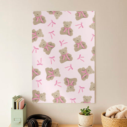 Coquette Teddy Bears And Bows Pattern Poster