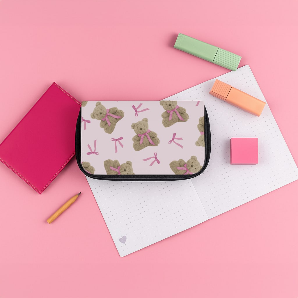 Coquette Teddy Bears And Bows Pattern Pencil Case