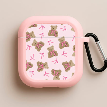 Coquette Teddy Bears And Bows Pattern Pink AirPods Case