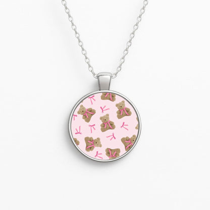 Coquette Teddy Bears And Bows Pattern Necklace