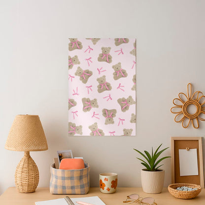 Coquette Teddy Bears And Bows Pattern Art Print