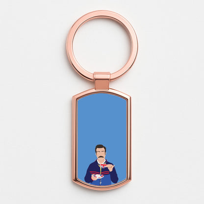 Ted Drinking Tea Rose Gold Keyring
