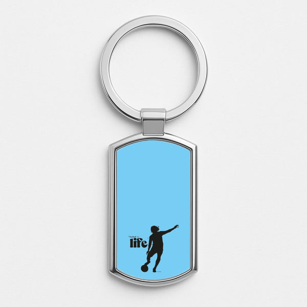 Football Is Life Silver Keyring