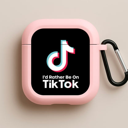 I'd Rather Be On TikTok Pink AirPods Case