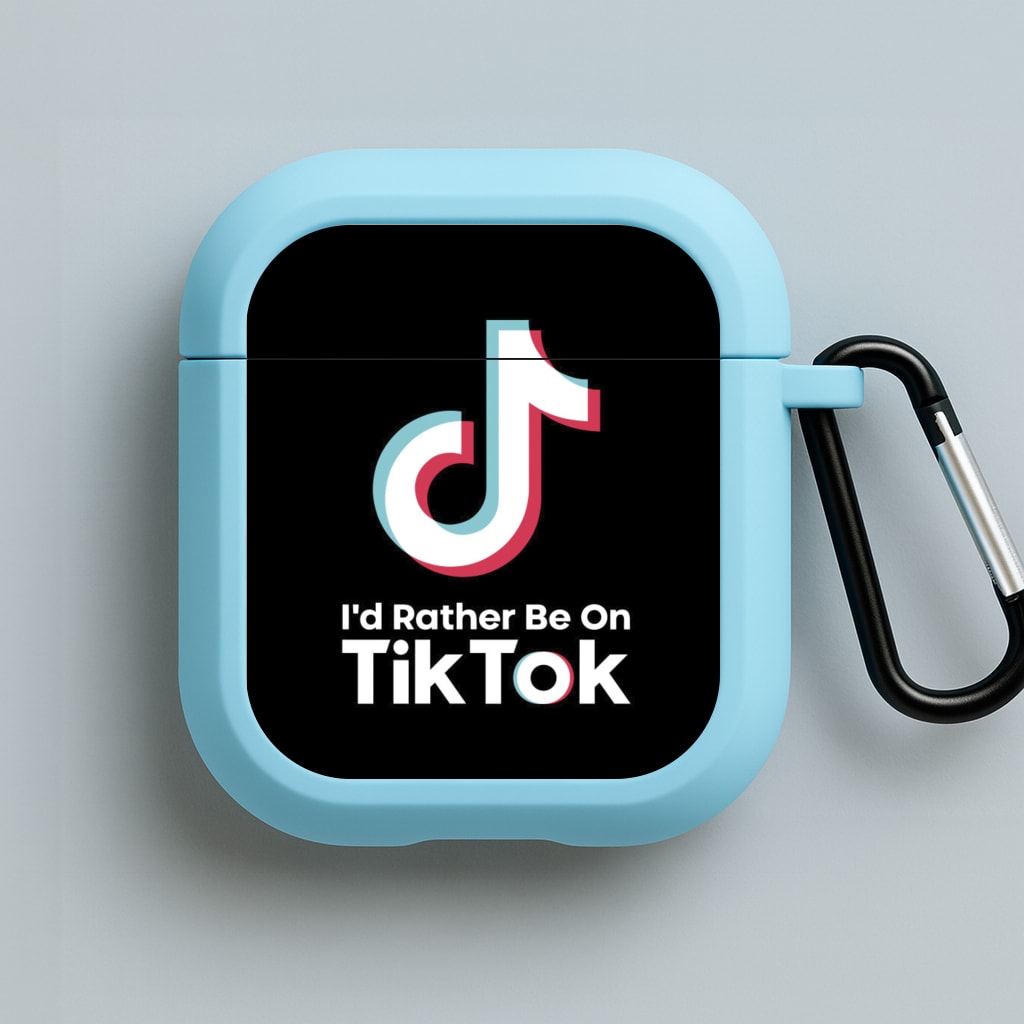 I'd Rather Be On TikTok Blue AirPods Case