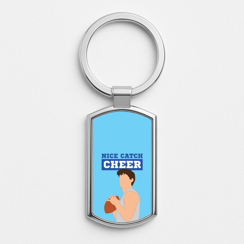 Nice Catch Cheer Silver Keyring