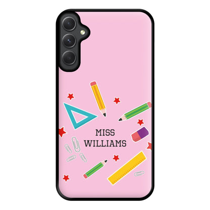 Stars And Stationery - Personalised Teachers Gift Phone Case for Galaxy A54