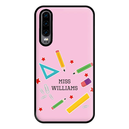 Stars And Stationery - Personalised Teachers Gift Phone Case for Huawei P30