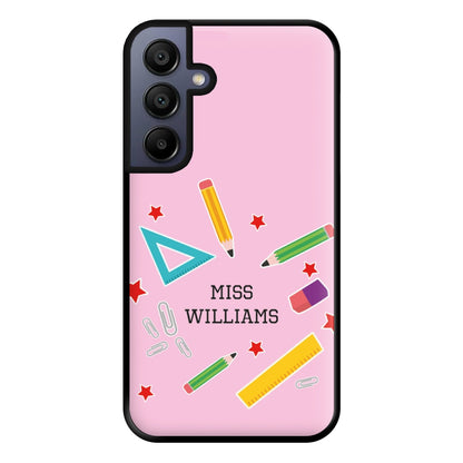 Stars And Stationery - Personalised Teachers Gift Phone Case for Galaxy A15