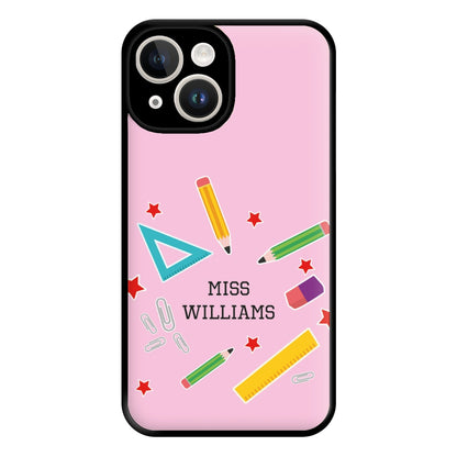 Stars And Stationery - Personalised Teachers Gift Phone Case for iPhone 14