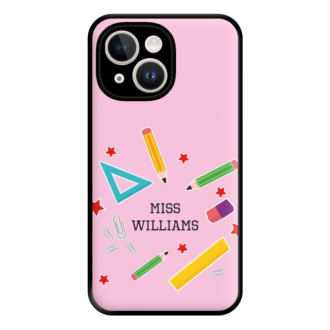 Stars And Stationery - Personalised Teachers Gift Phone Case for iPhone 14 Plus