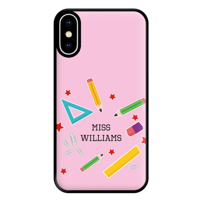 Stars And Stationery - Personalised Teachers Gift Phone Case for iPhone XS Max