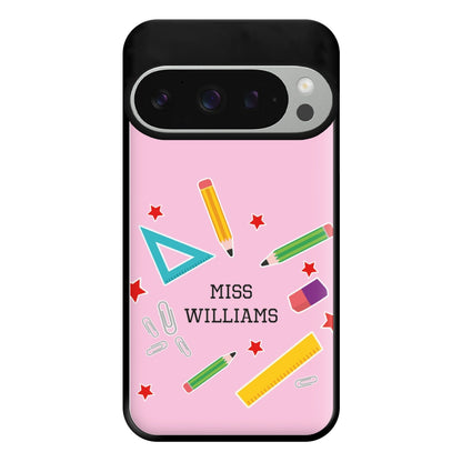 Stars And Stationery - Personalised Teachers Gift Phone Case for Google Pixel 9 Pro XL