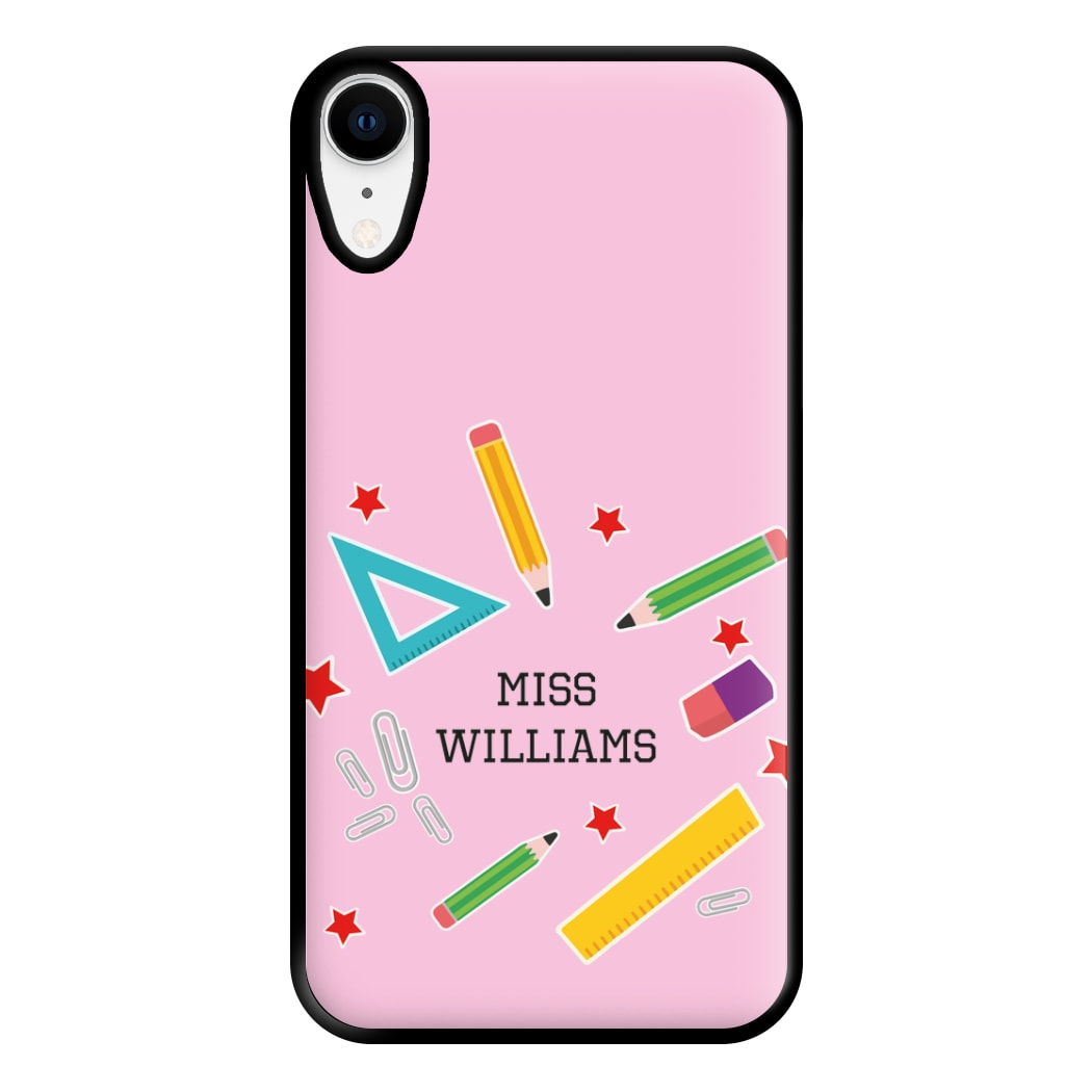 Stars And Stationery - Personalised Teachers Gift Phone Case for iPhone XR