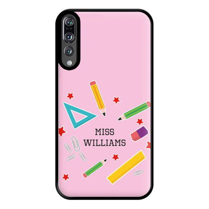 Stars And Stationery - Personalised Teachers Gift Phone Case for Huawei P20 Pro