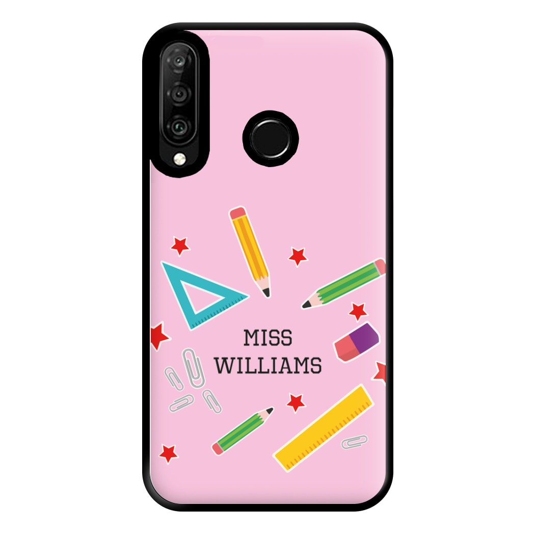 Stars And Stationery - Personalised Teachers Gift Phone Case for Huawei P30 Lite