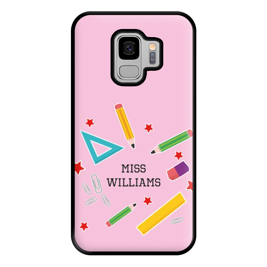 Stars And Stationery - Personalised Teachers Gift Phone Case for Galaxy S9 Plus