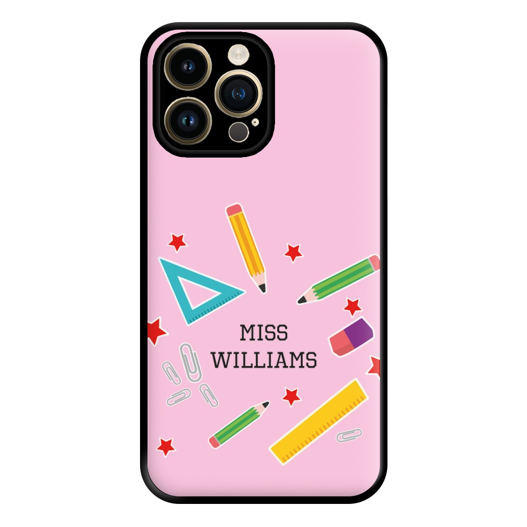 Stars And Stationery - Personalised Teachers Gift Phone Case for iPhone 14 Pro Max