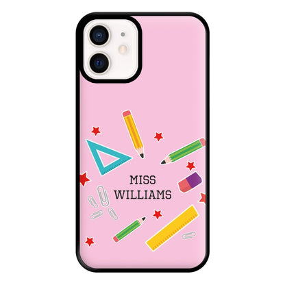 Stars And Stationery - Personalised Teachers Gift Phone Case for iPhone 13 Mini