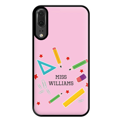 Stars And Stationery - Personalised Teachers Gift Phone Case for Huawei P20