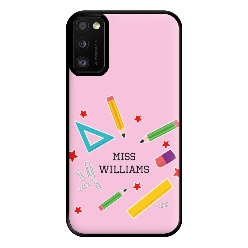 Stars And Stationery - Personalised Teachers Gift Phone Case for Galaxy A41