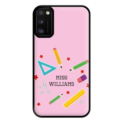 Stars And Stationery - Personalised Teachers Gift Phone Case for Galaxy A41