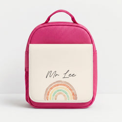 Beige Personalised Teacher Rainbow  Lunchbox - Pink